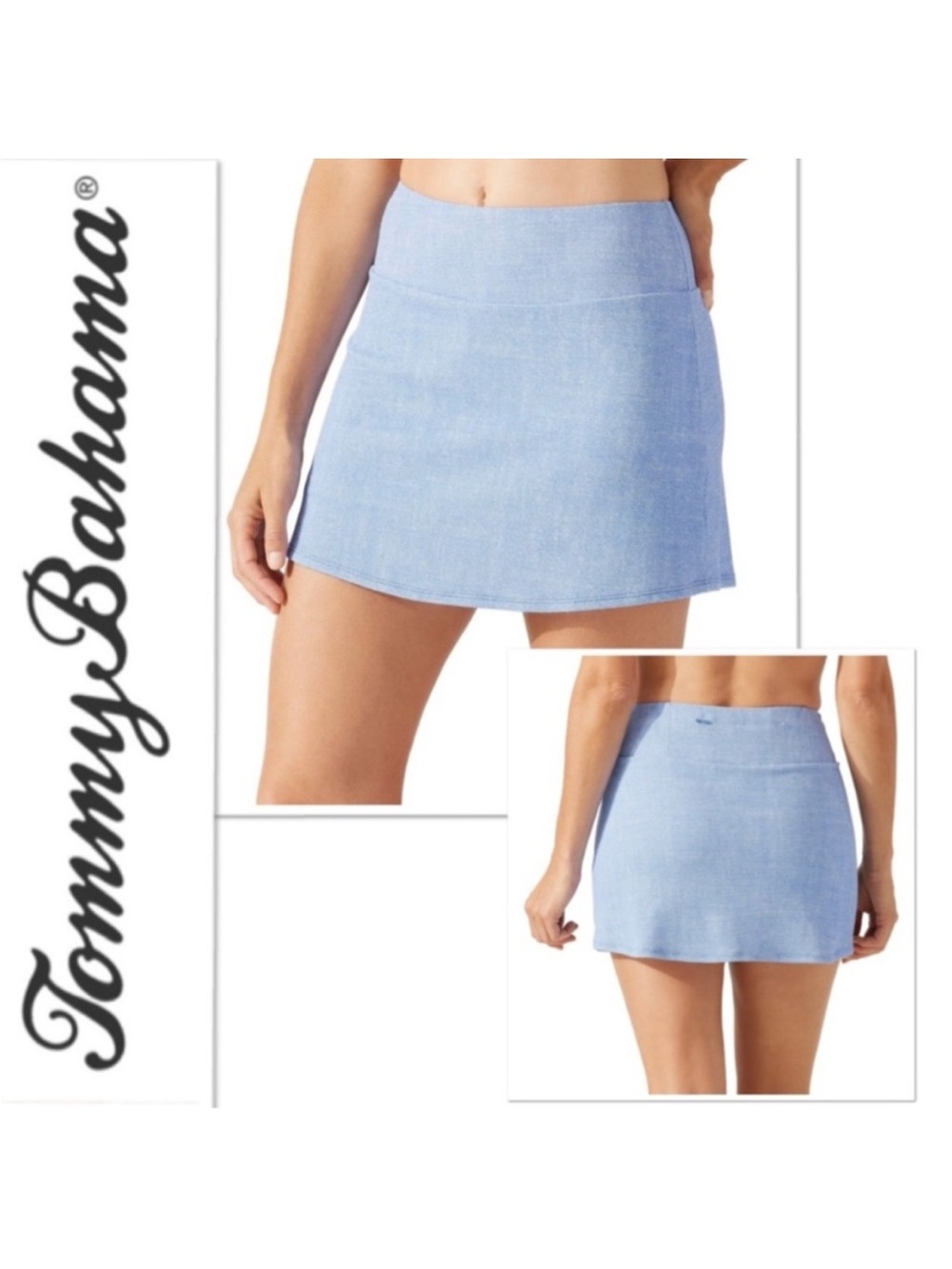 TOMMY BAHAMA Island Cays Skort skirt Hipster Swim chambray blue Monday Heather M